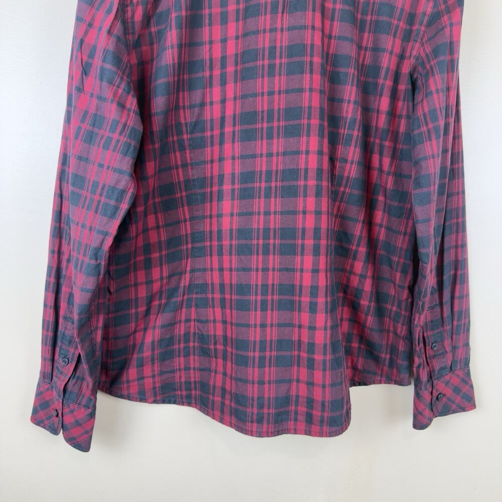 Lauren Ralph Lauren Buffalo Plaid Ruffle Shirt Top Long Sleeve Women’s Size L - Picture 8 of 13